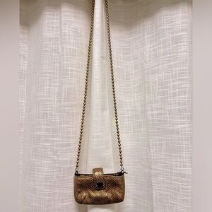 New Mini Gold Henri Bendel Purse with Pearl Strap